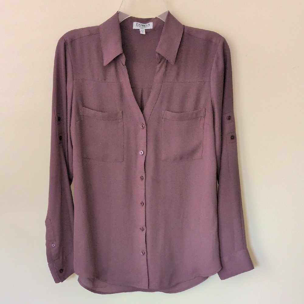 Express Mauve Purple Button-Down Portino Shirt